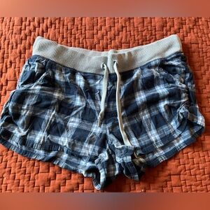 Plaid Lounge Shorts with Drawstring
